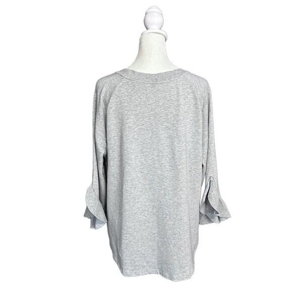 Lisa Rinna Collection Gray 3/4 Flutter Sleeve Crewneck Sweatshirt Size XL - Picture 4 of 12